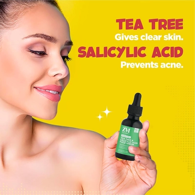 ZM Purifying Tea Tree &amp; Salicylic Acid Face Serum 30 ml | With Vitamin E &amp; Aloe Extract | Skin Purification Serum | For Healthy Glowing Skin | Non Sticky Formula | For All Skin Type, Pack of 1