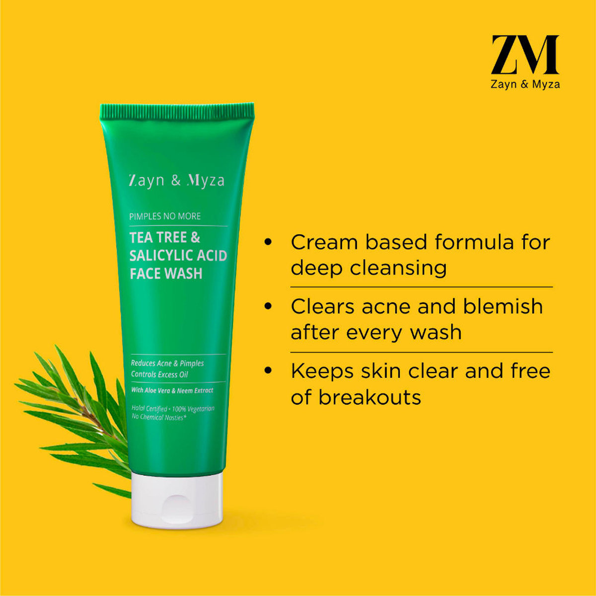 ZM Tea Tree Salicylic Acid Face Wash 75 ml | With Aloe Vera & Neem Extract | Fights Acne & Pimple | Controls Excess Oil | For Women | For All Skin Type, Pack of 1 ZM Tea Tree Salicylic Acid Face Wash 75 ml | With Aloe Vera & Neem Extract | Fights Acne & Pimple | Controls Excess Oil | For Women | For All Skin Type, Pack of 1