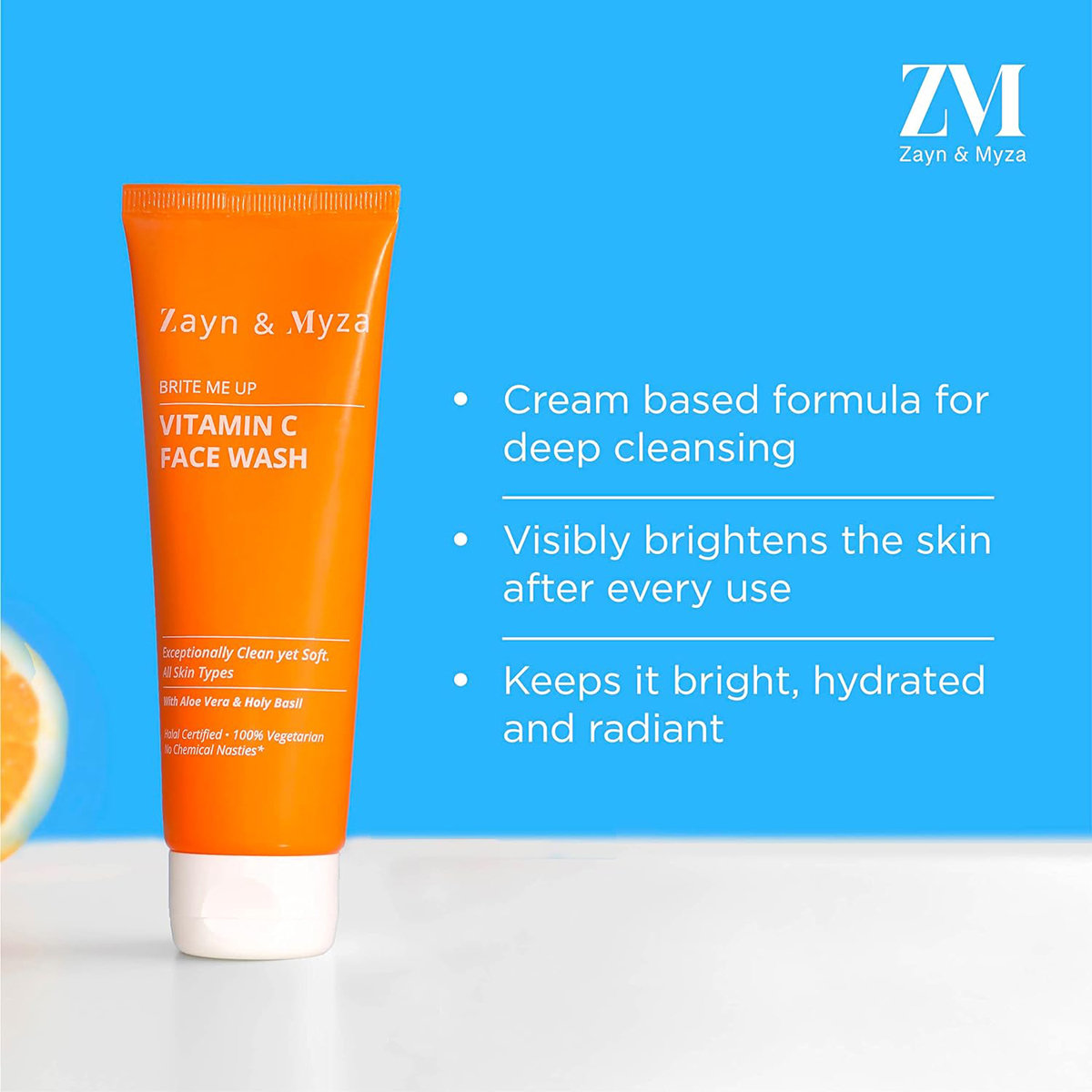 ZM Vitamin C Face Wash 75 ml | With Aloe Vera & Holi Basil | Brightens Skin | For Radiant & Hydrated Skin | For All Skin Type, Pack of 1 ZM Vitamin C Face Wash 75 ml | With Aloe Vera & Holi Basil | Brightens Skin | For Radiant & Hydrated Skin | For All Skin Type, Pack of 1