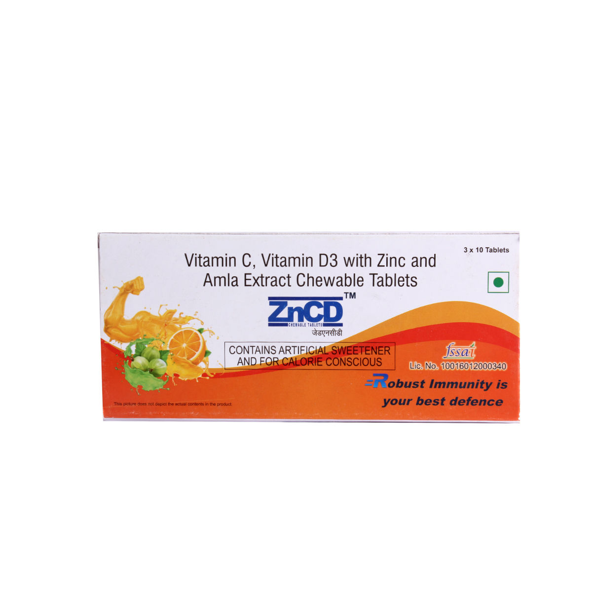 Buy ZnCD Orange Flavour Chewable Tablet 10's Online