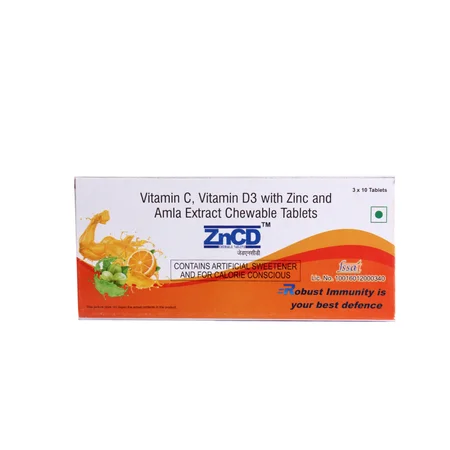 ZnCD Orange Flavour Chewable Tablet 10's