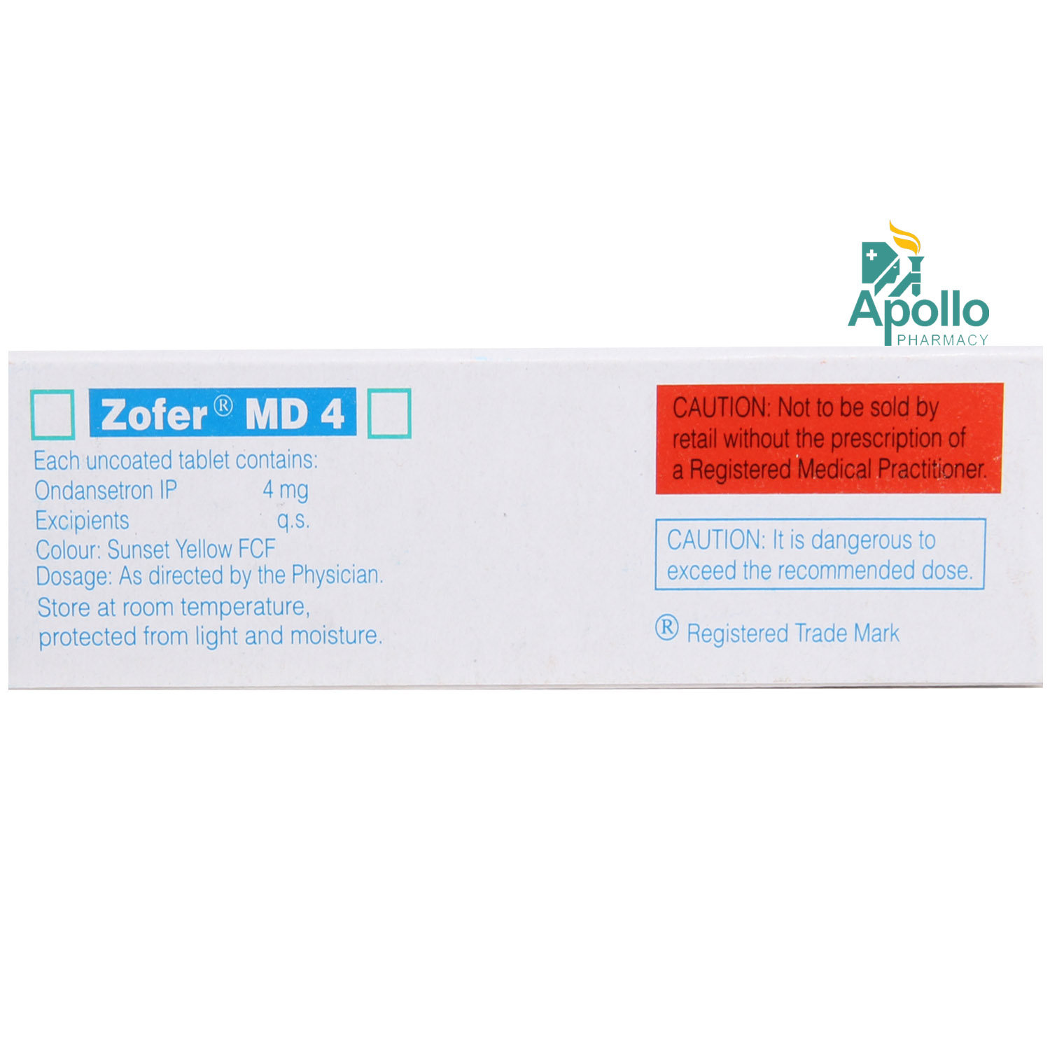 Zofer MD 4 Tablet 10's, Pack of 10 TABLETS Zofer MD 4 Tablet 10's, Pack of 10 TABLETS