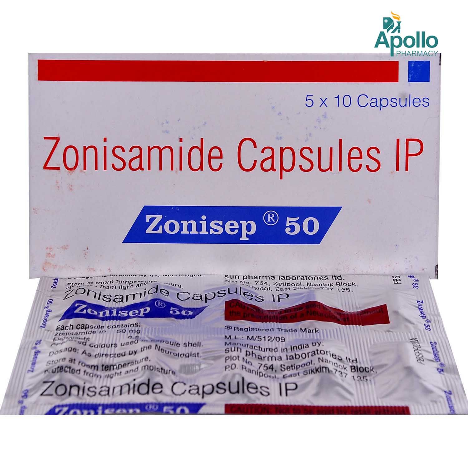 Zonisep 50 Capsule 10's Price, Uses, Side Effects, Composition - Apollo ...