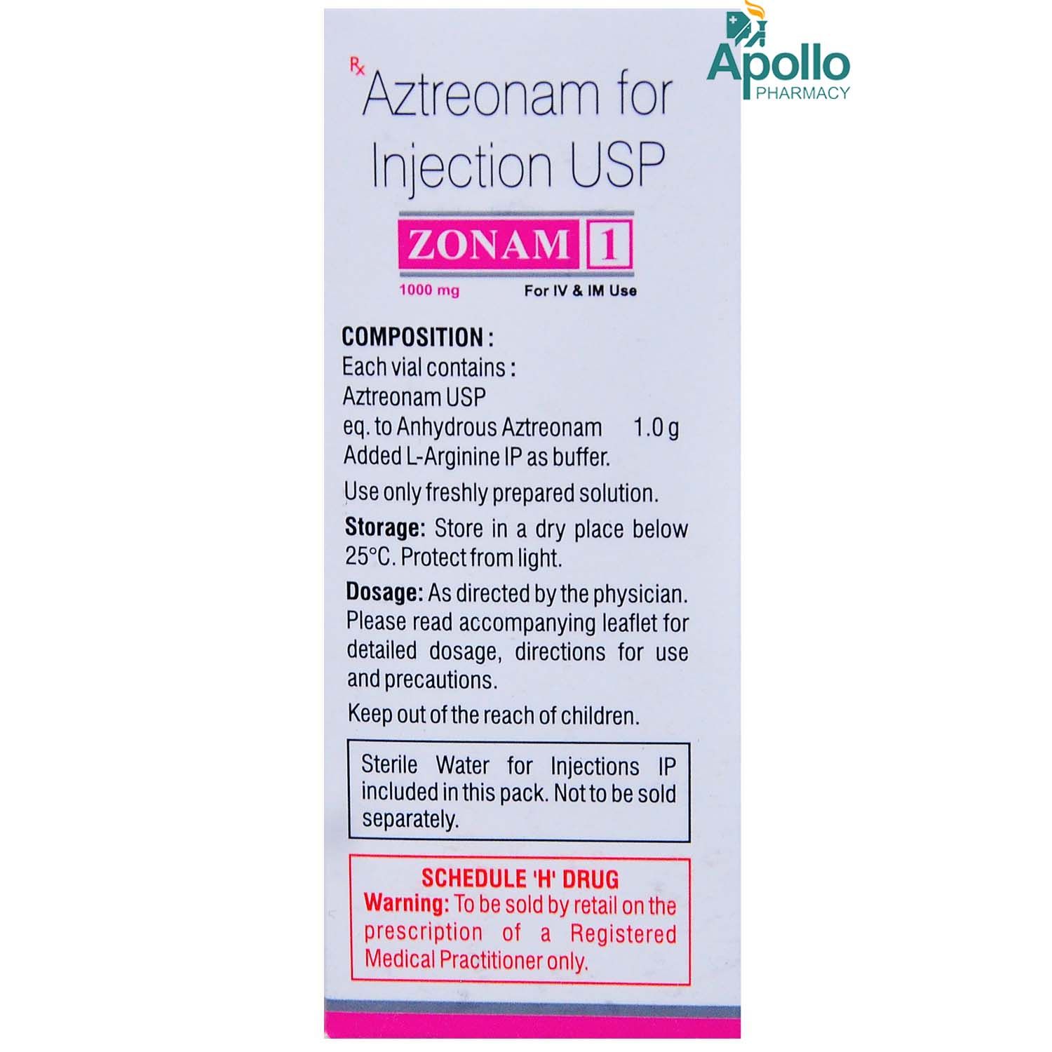 ZONAM INJECTION 1GM, Pack of 1 INJECTION