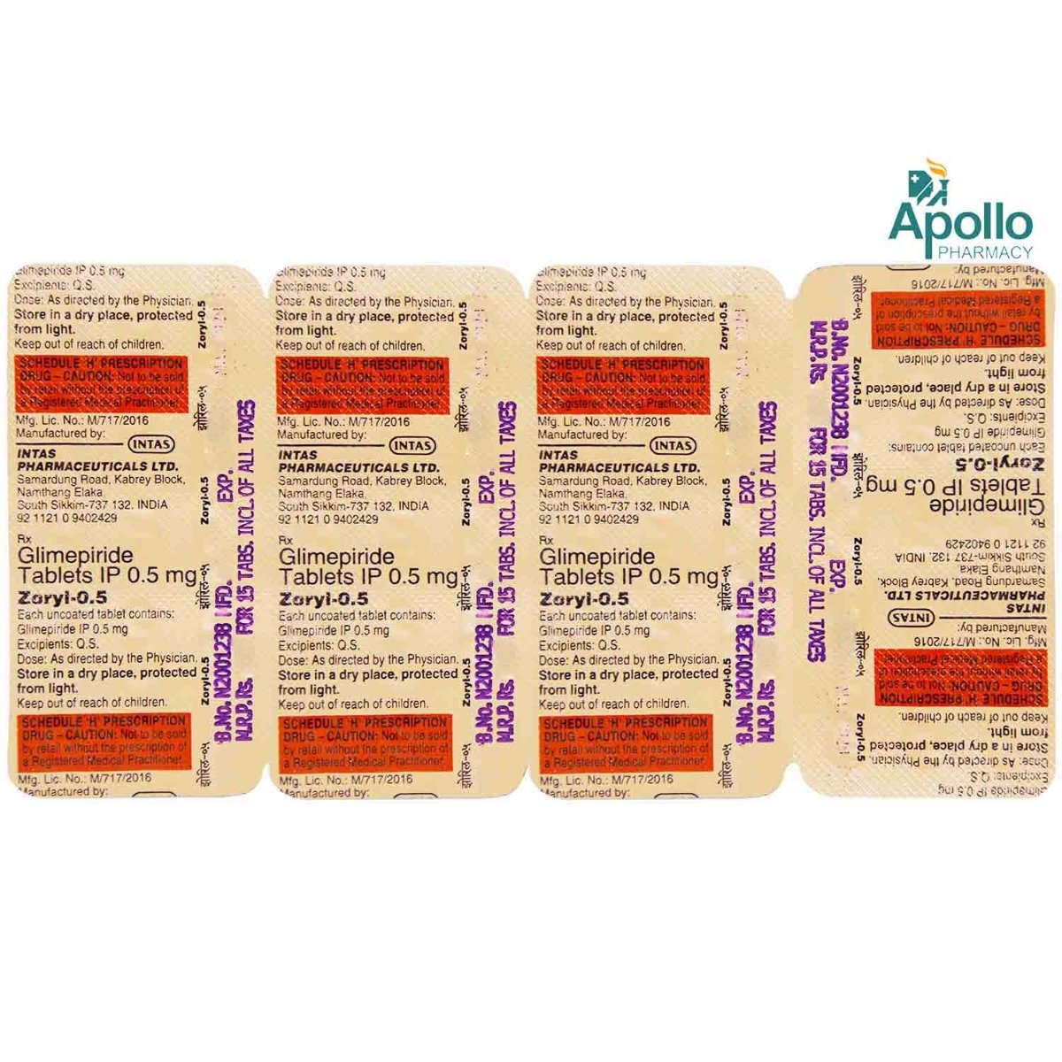 Zoryl-0.5 Tablet 15's, Pack of 15 TABLETS Zoryl-0.5 Tablet 15's, Pack of 15 TABLETS