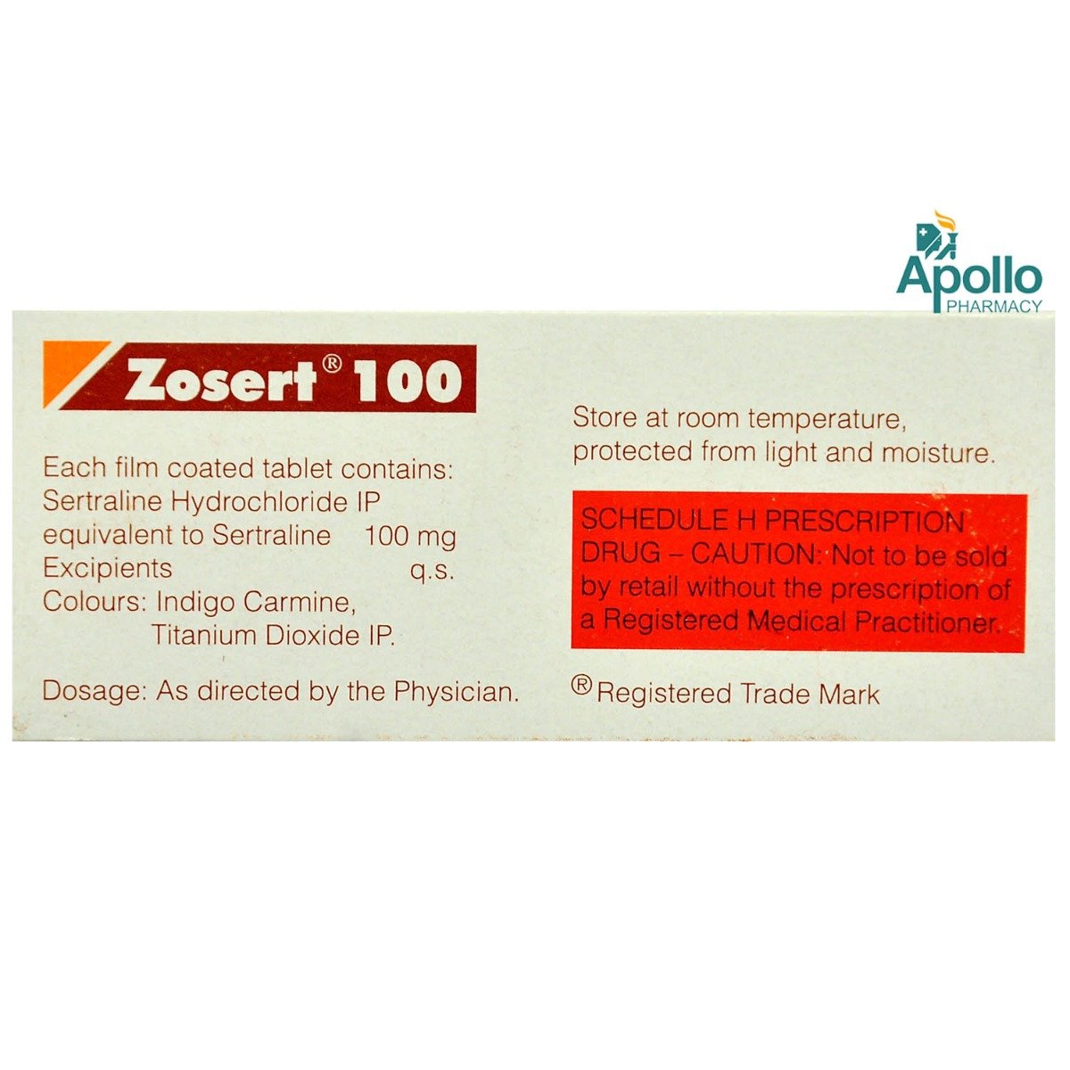 Zosert 100 Tablet 10's, Pack of 10 TABLETS Zosert 100 Tablet 10's, Pack of 10 TABLETS