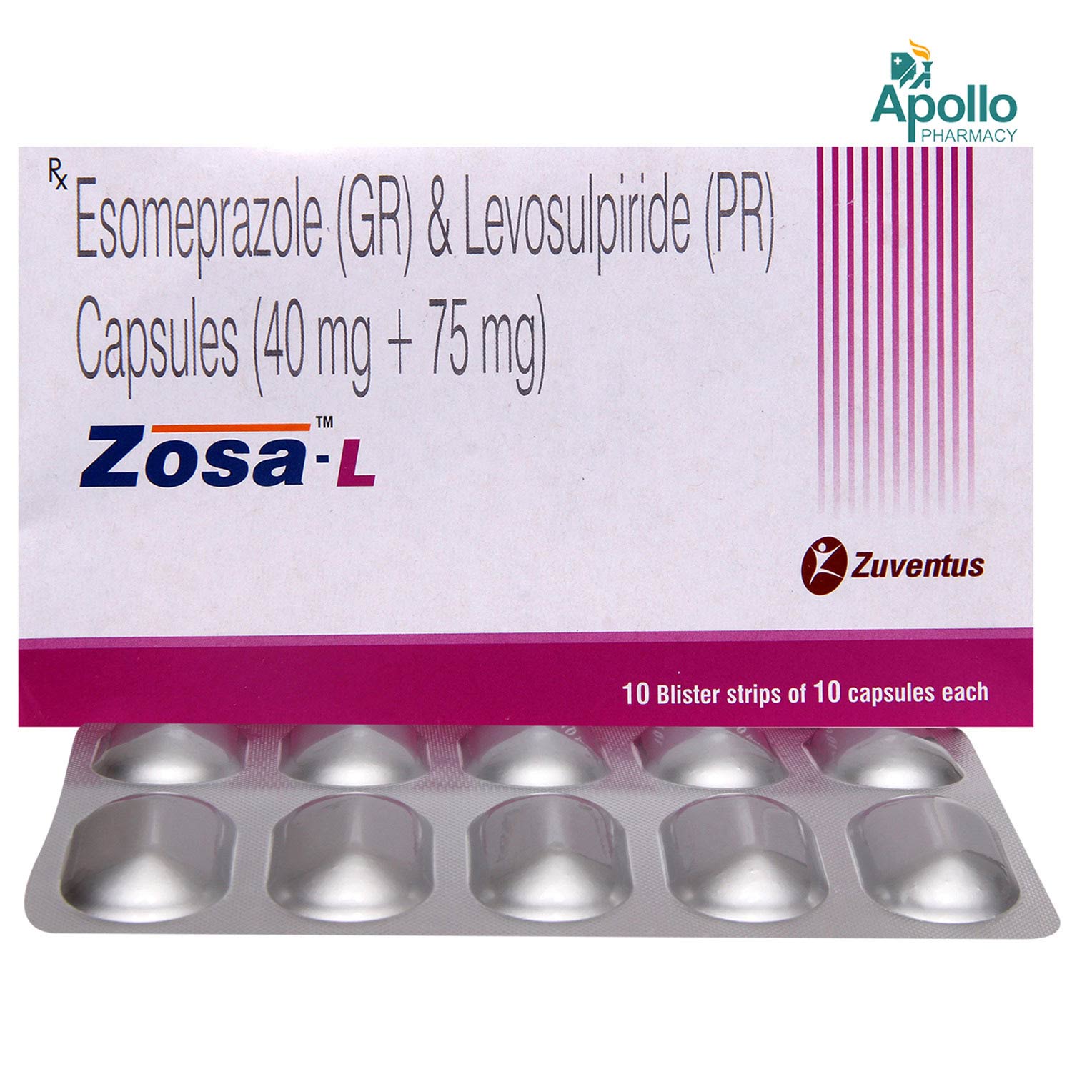 Zosa L 40 mg/ 15 mg Capsule 10's, Pack of 10 CAPSULES Zosa L 40 mg/ 15 mg Capsule 10's, Pack of 10 CAPSULES