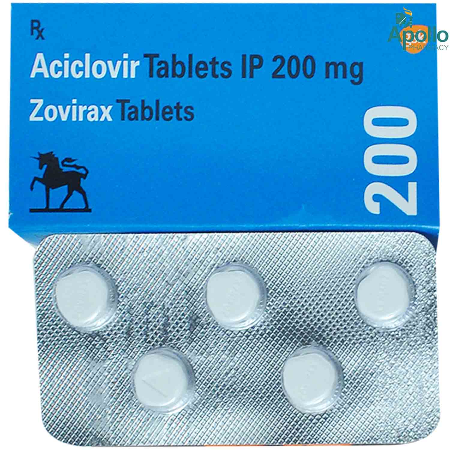 Zovirax 200 Tablet 5's, Pack of 5 TABLETS Zovirax 200 Tablet 5's, Pack of 5 TABLETS