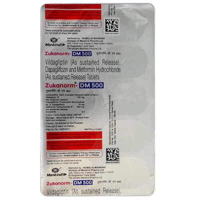 Zukanorm-DM 500 Tablet 10's, Pack of 10 TabletS