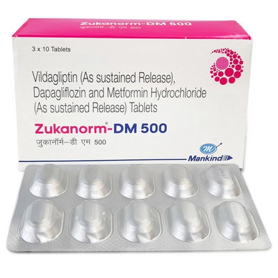 Zukanorm-DM 500 Tablet 10's, Pack of 10 TabletS