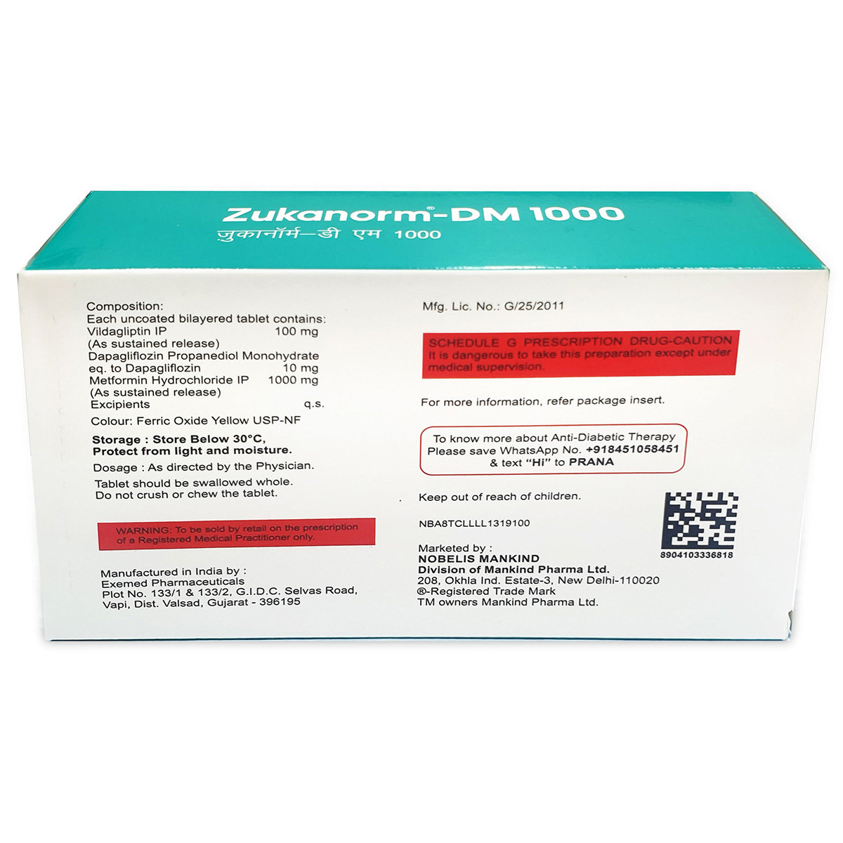 Zukanorm-DM 1000 Tablet 10's, Pack of 10 TabletS Zukanorm-DM 1000 Tablet 10's, Pack of 10 TabletS