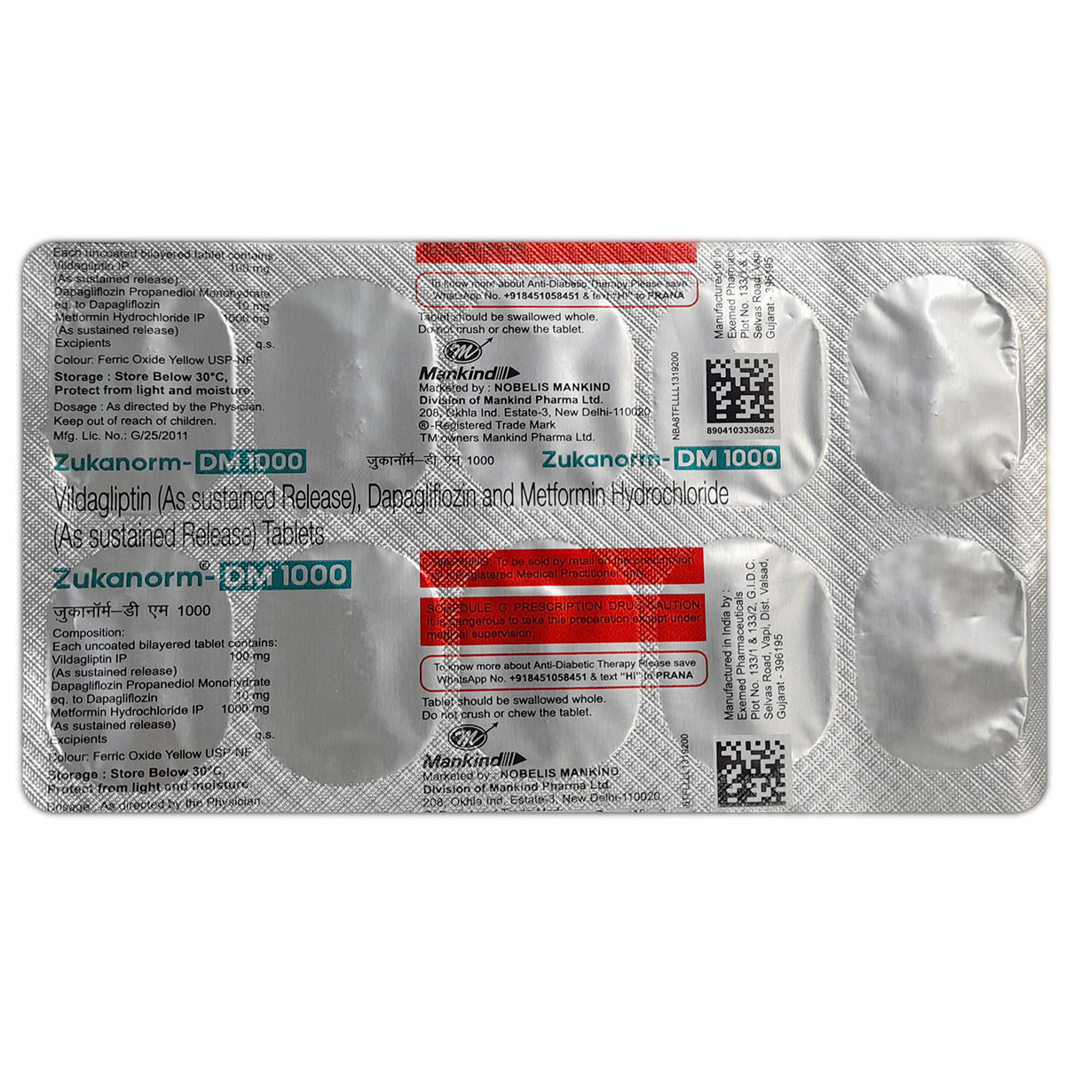 Zukanorm-DM 1000 Tablet 10's, Pack of 10 TabletS Zukanorm-DM 1000 Tablet 10's, Pack of 10 TabletS