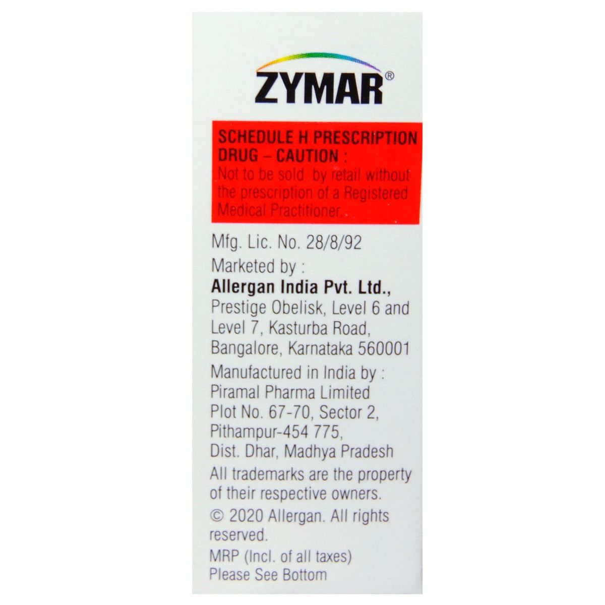 Zymar Eye Drops 5 ml Price, Uses, Side Effects, Composition Apollo
