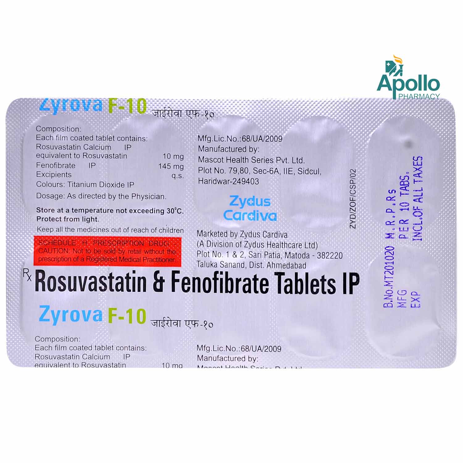 Zyrova F 10 Tablet 10's Price, Uses, Side Effects, Composition - Apollo ...