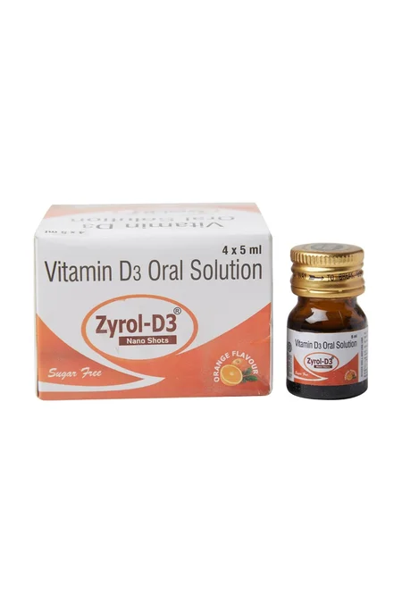 Zyrol-D3 Nano Shots Sugar Free Orange Flavour Solution 4 x 5 ml