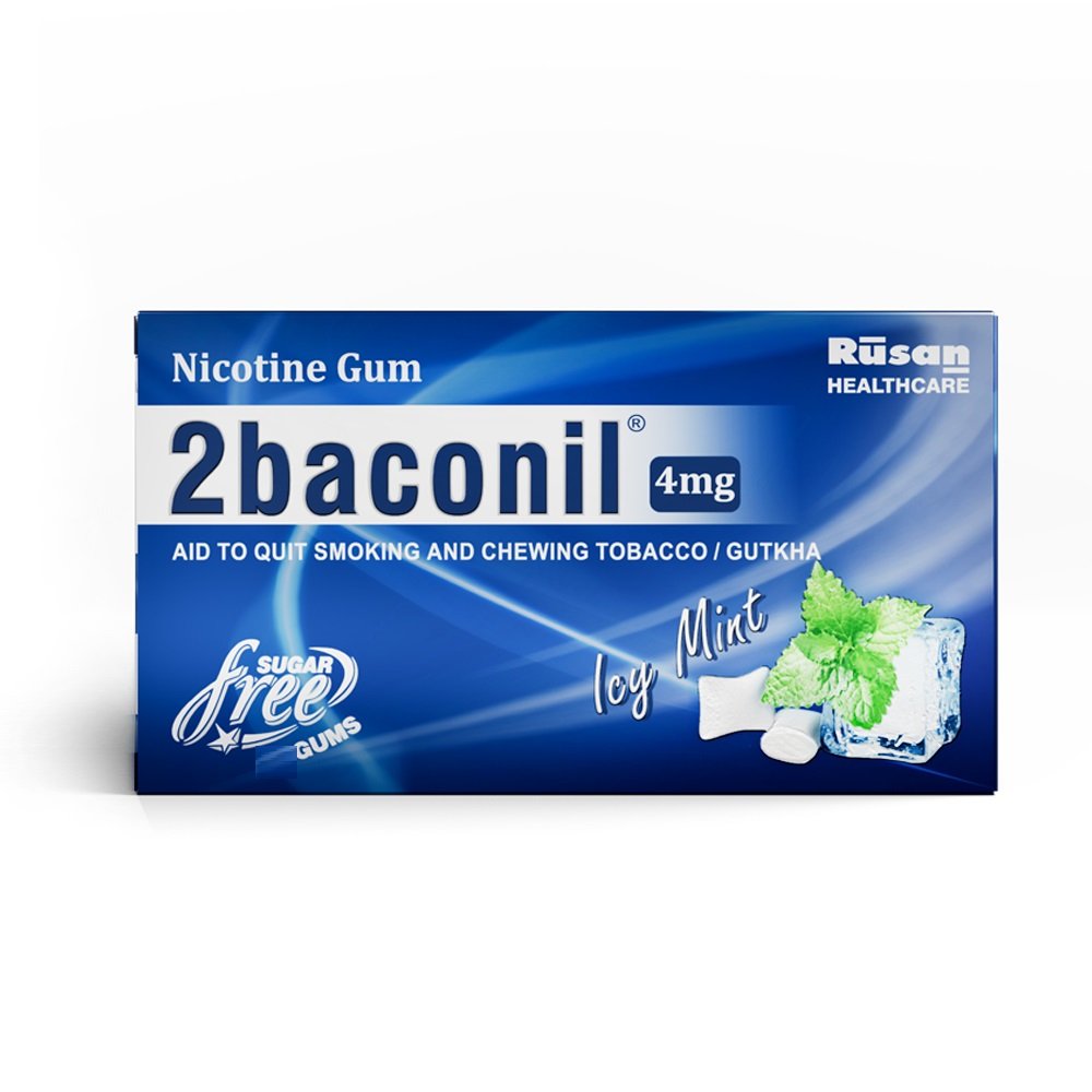 2baconil 4mg Icy Mint Chewing Gum 10's, Pack of 10 2baconil 4mg Icy Mint Chewing Gum 10's, Pack of 10
