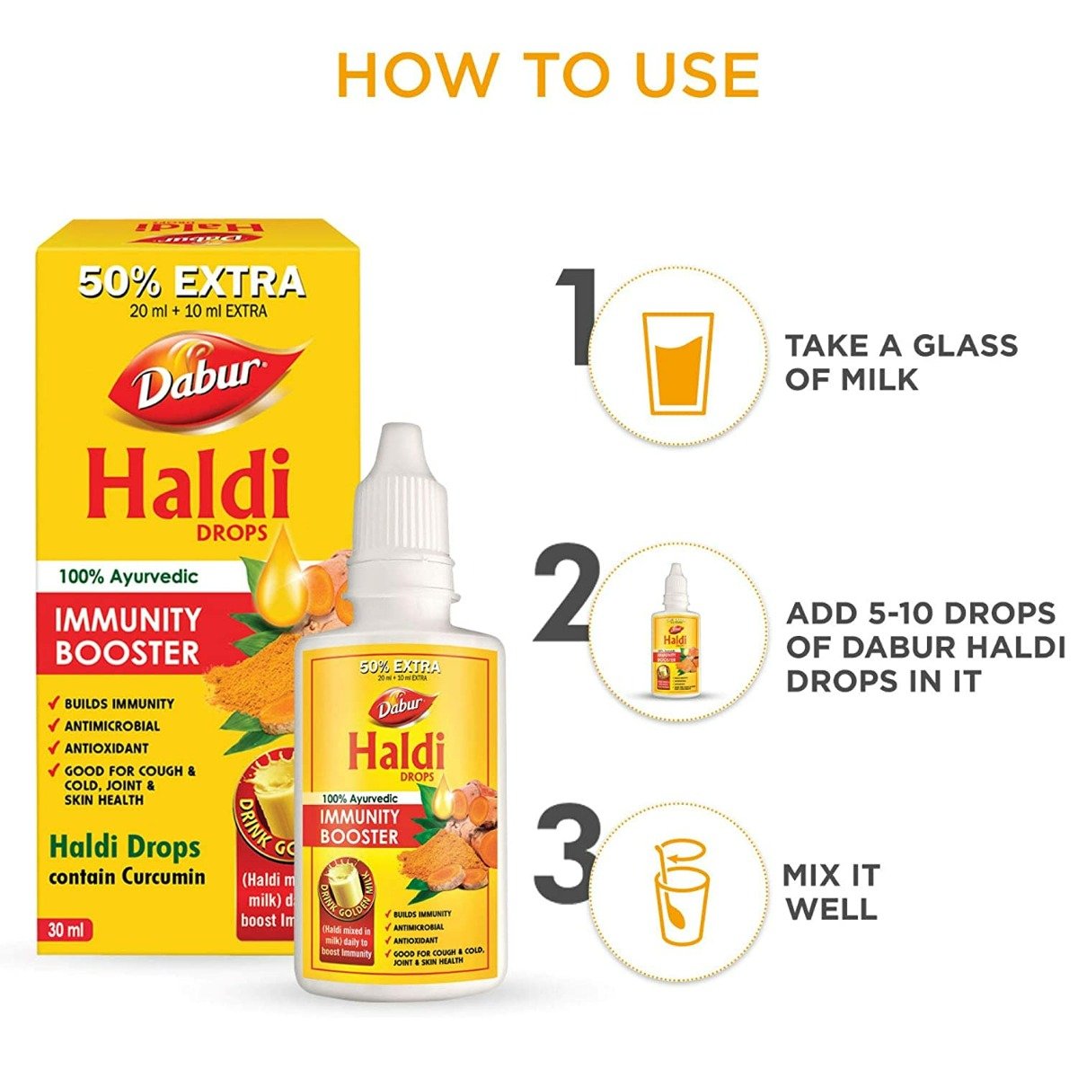 Dabur Haldi Immunity Booster Drops, 30 ml, Pack of 1 Dabur Haldi Immunity Booster Drops, 30 ml, Pack of 1