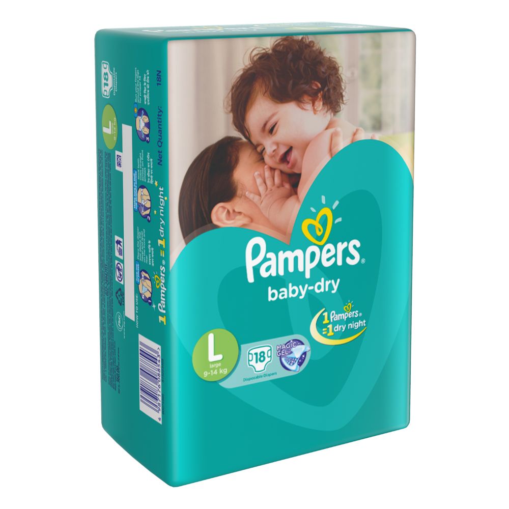 Pampers Baby Dry Diaper Pants Large, 18 Count, Pack of 1 Pampers Baby Dry Diaper Pants Large, 18 Count, Pack of 1