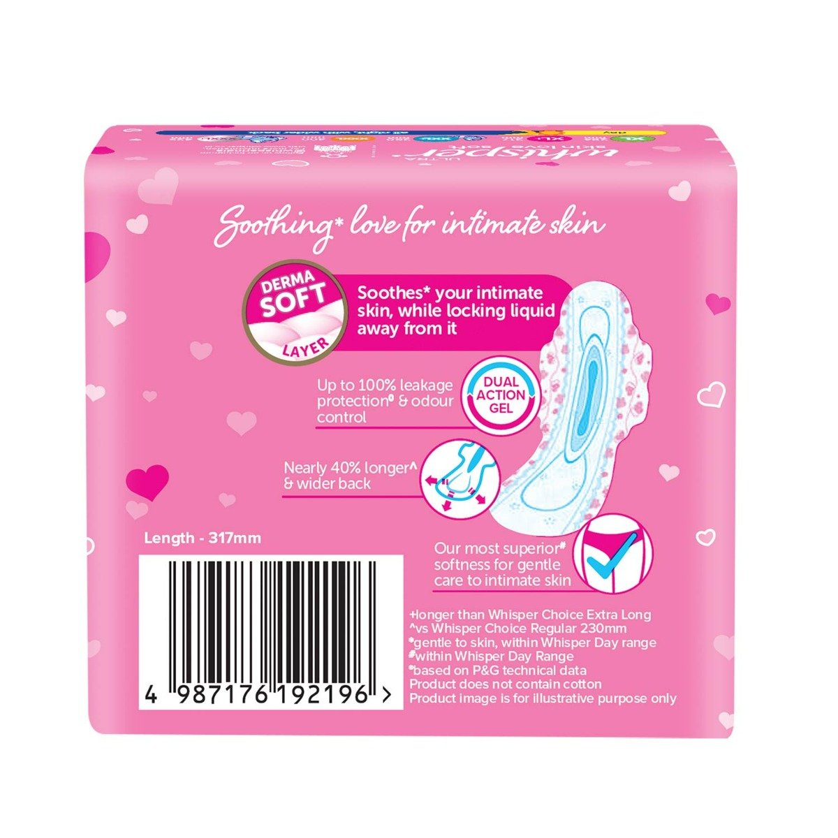 Whisper Ultra Skin Love Soft Sanitary Pads for Women XL+, 6 Count, Pack of 1 Whisper Ultra Skin Love Soft Sanitary Pads for Women XL+, 6 Count, Pack of 1