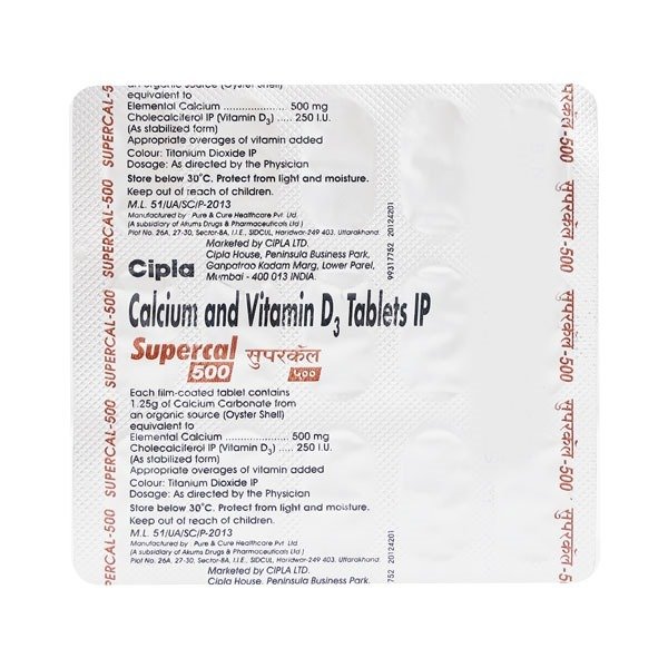 Supercal 500 Tablet 15's, Pack of 15 Supercal 500 Tablet 15's, Pack of 15