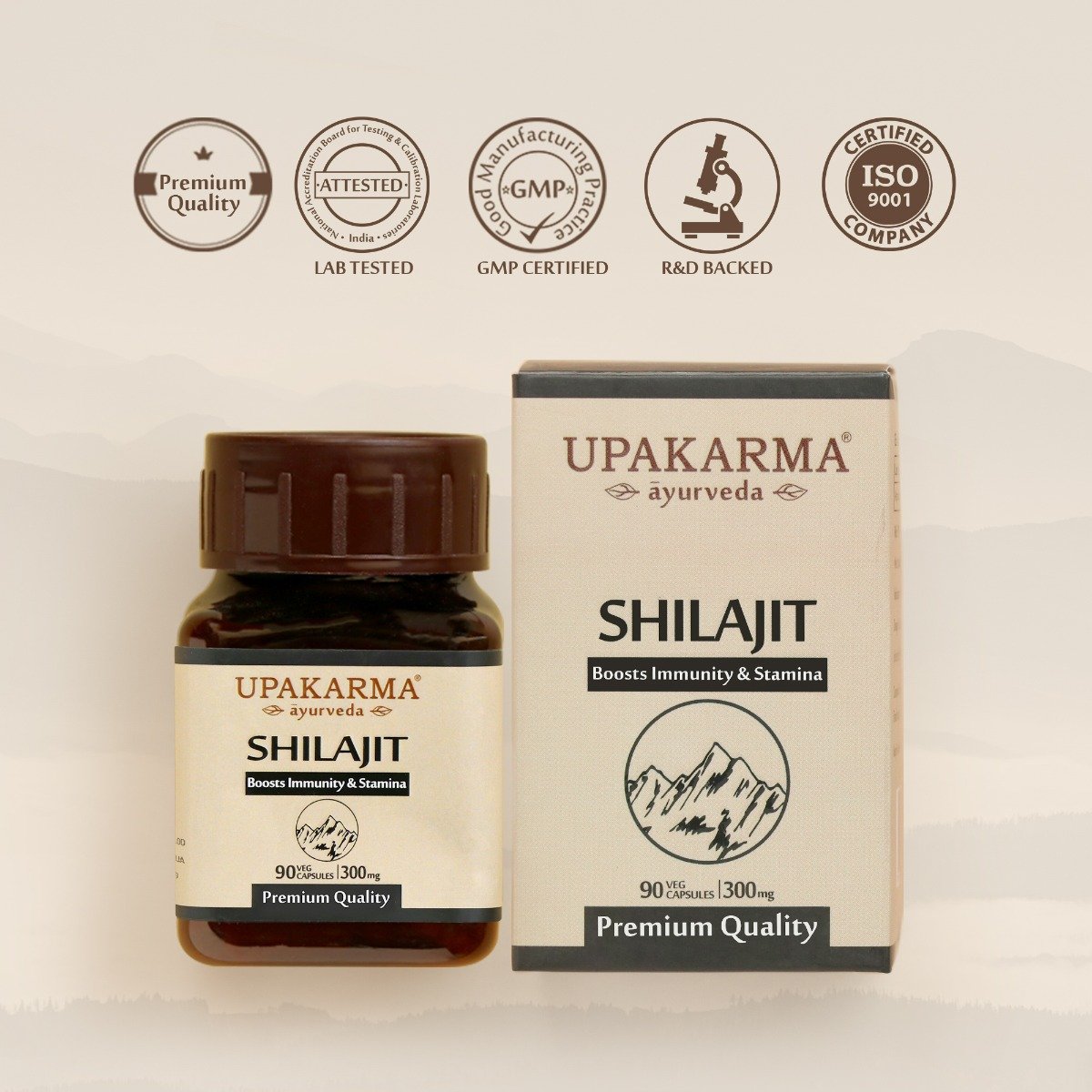 Upakarma Ayurveda Shilajit 300 mg, 90 Capsules, Pack of 1 Upakarma Ayurveda Shilajit 300 mg, 90 Capsules, Pack of 1