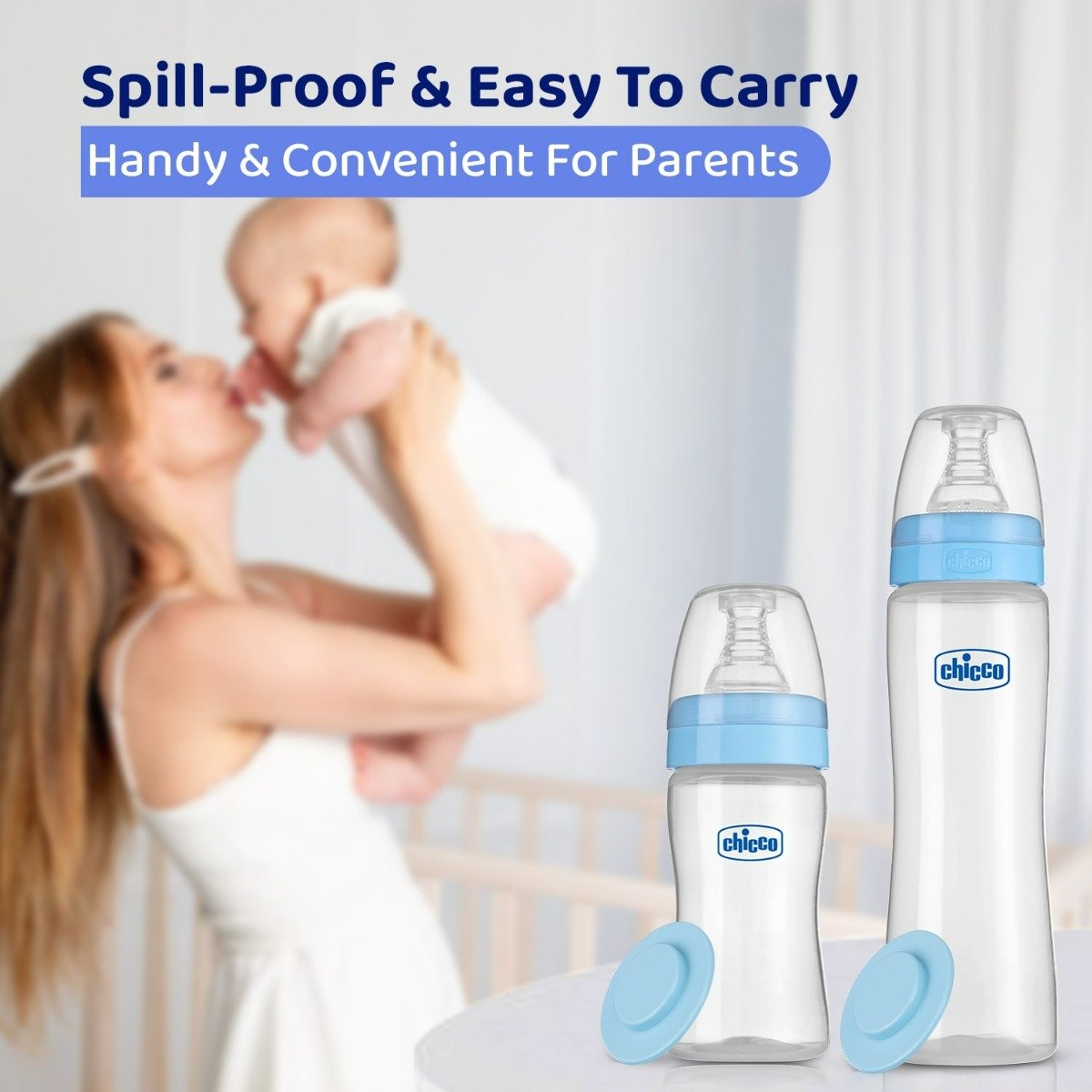 Chicco Feed Easy Anti-Colic Medium Flow Blue Color Bottle for 2+M Baby, 250 ml, Pack of 1 Chicco Feed Easy Anti-Colic Medium Flow Blue Color Bottle for 2+M Baby, 250 ml, Pack of 1