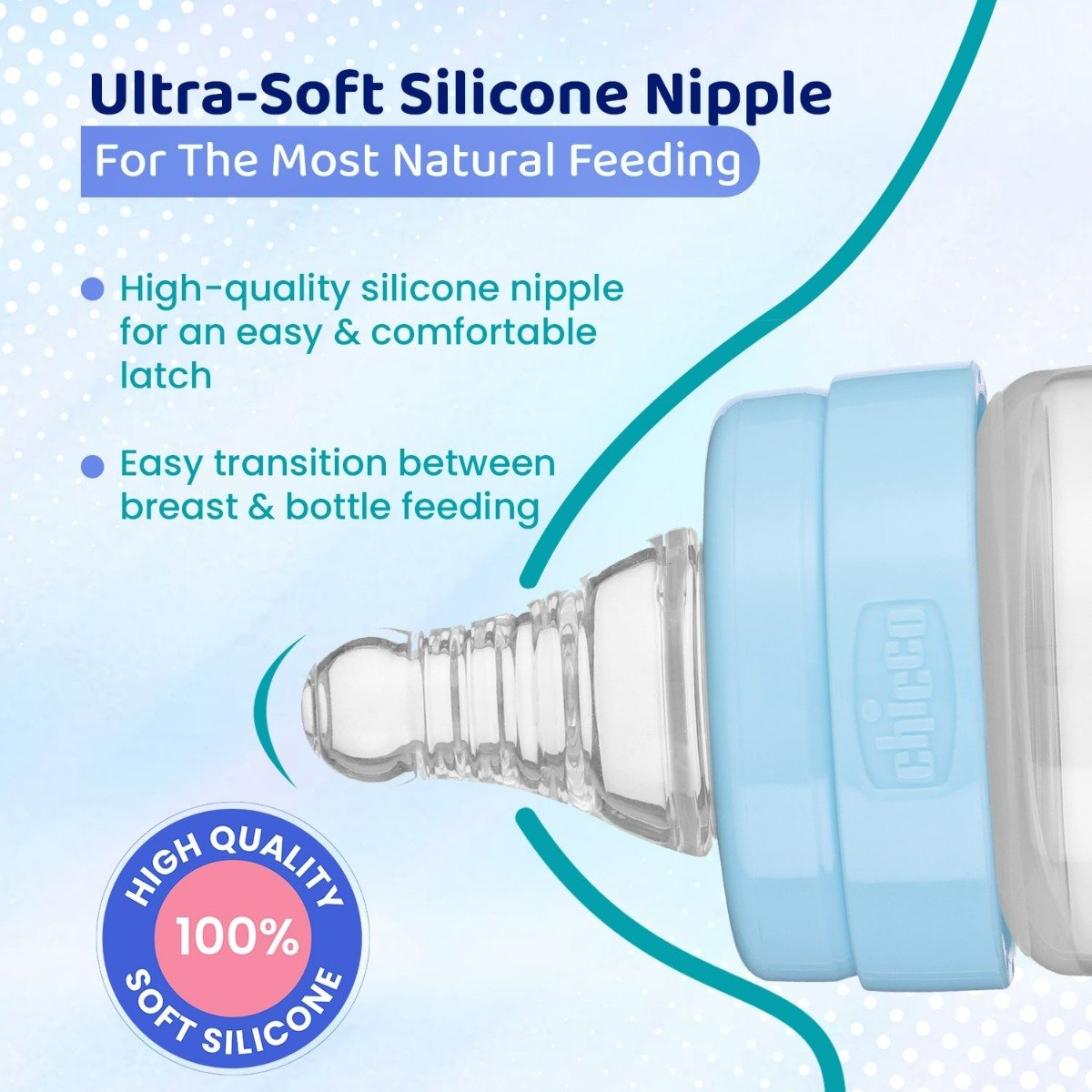 Chicco Feed Easy Anti-Colic Medium Flow Blue Color Bottle for 2+M Baby, 250 ml, Pack of 1 Chicco Feed Easy Anti-Colic Medium Flow Blue Color Bottle for 2+M Baby, 250 ml, Pack of 1