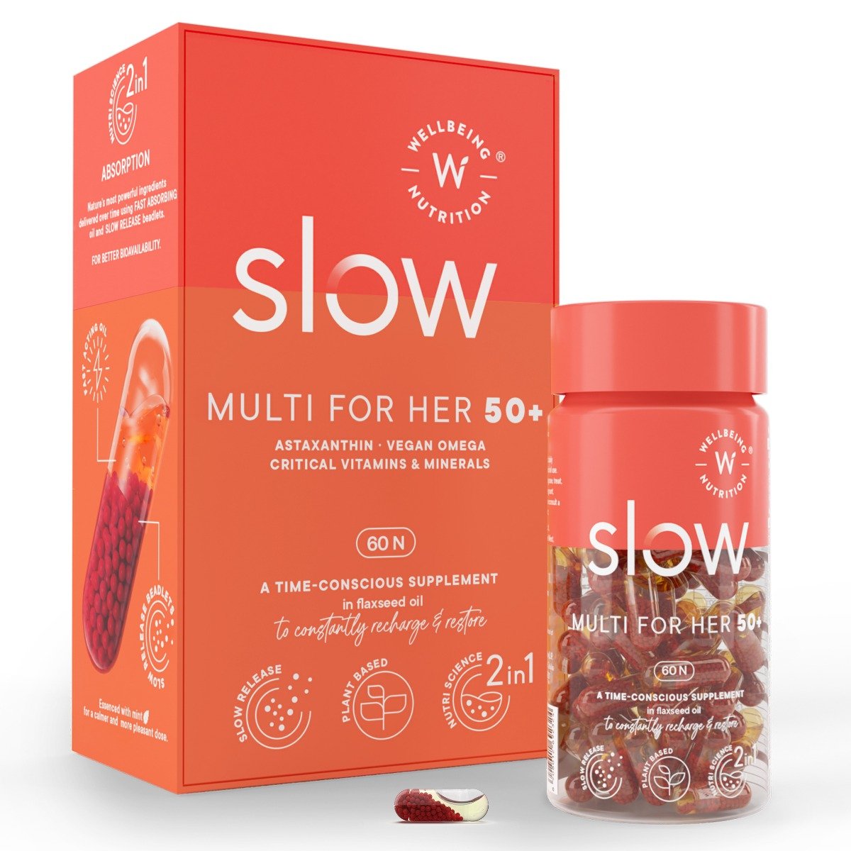 Wellbeing Nutrition Slow Multi for Her 50+, 60 Capsules, Pack of 1 Wellbeing Nutrition Slow Multi for Her 50+, 60 Capsules, Pack of 1