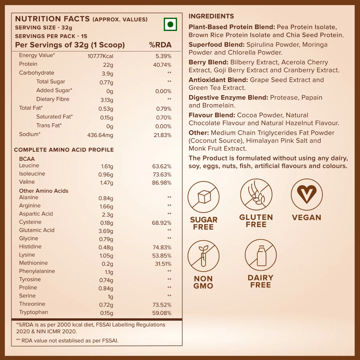 Wellbeing Nutrition Plant Protein Dark Chocolate Hazelnut Flavour Powder, 500 gm, Pack of 1 Wellbeing Nutrition Plant Protein Dark Chocolate Hazelnut Flavour Powder, 500 gm, Pack of 1