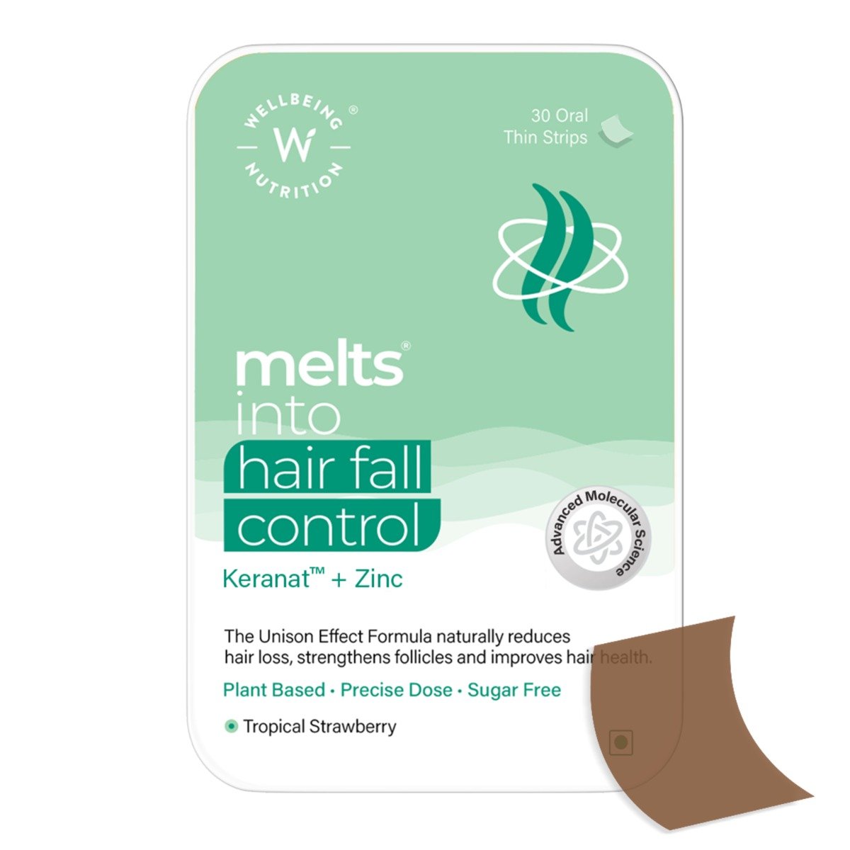 Wellbeing Nutrition Melts Into Hair Fall Control Tropical Strawberry Flavour, 30 Oral Strips, Pack of 1 Wellbeing Nutrition Melts Into Hair Fall Control Tropical Strawberry Flavour, 30 Oral Strips, Pack of 1