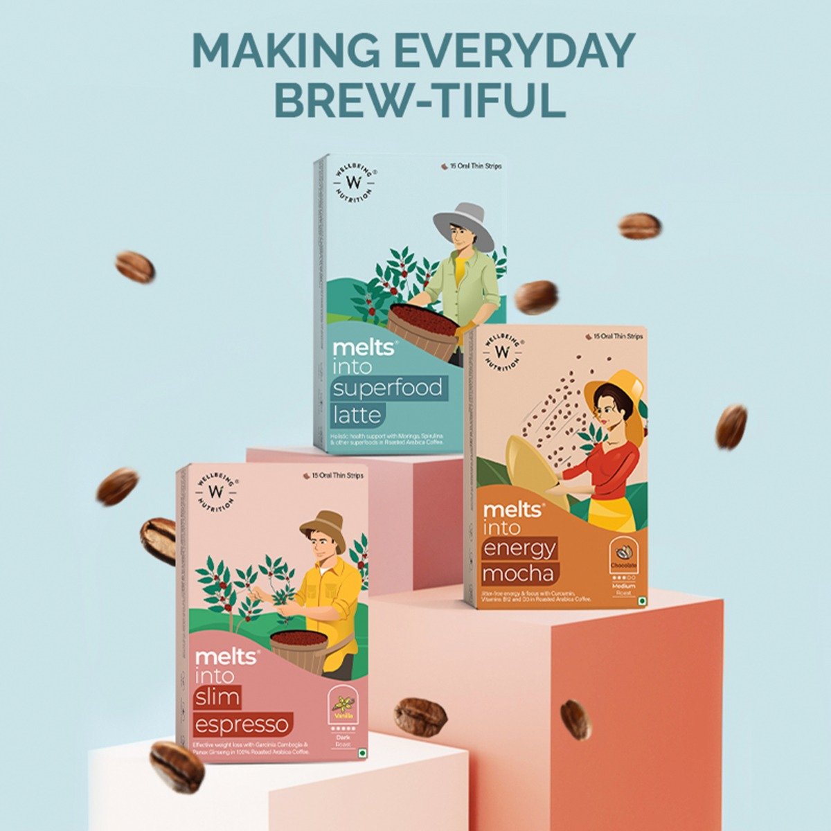 Wellbeing Nutrition Melts Into Superfood Latte Caramel Flavour, 15 Oral Strips, Pack of 1 Wellbeing Nutrition Melts Into Superfood Latte Caramel Flavour, 15 Oral Strips, Pack of 1