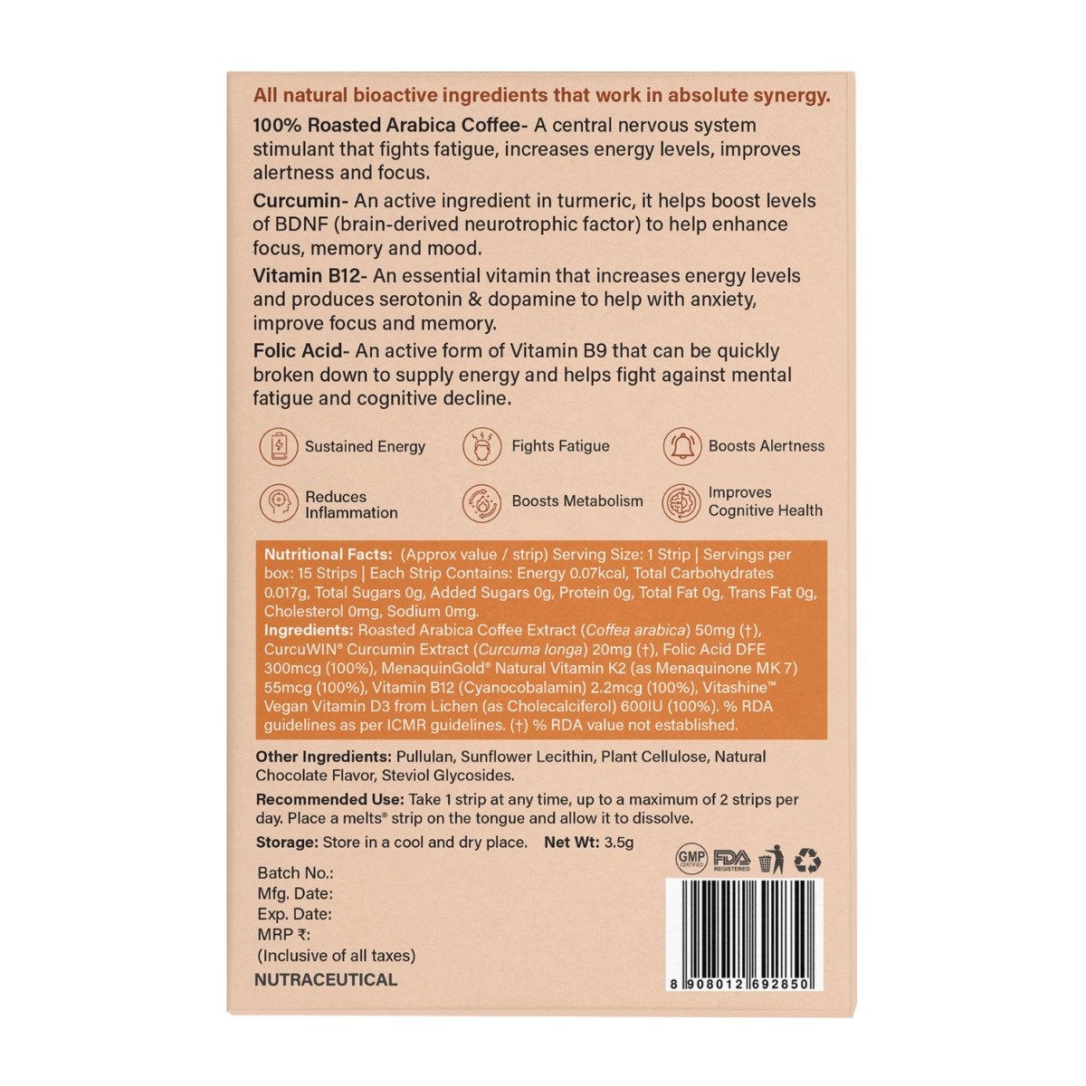 Wellbeing Nutrition Melts Into Energy Mocha Chocolate Flavour, 15 Oral Strips, Pack of 1 Wellbeing Nutrition Melts Into Energy Mocha Chocolate Flavour, 15 Oral Strips, Pack of 1