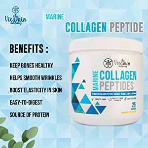 The Vitamin Company Marine Collagen Peptides Mango Flavour Powder, 250 gm, Pack of 1 The Vitamin Company Marine Collagen Peptides Mango Flavour Powder, 250 gm, Pack of 1