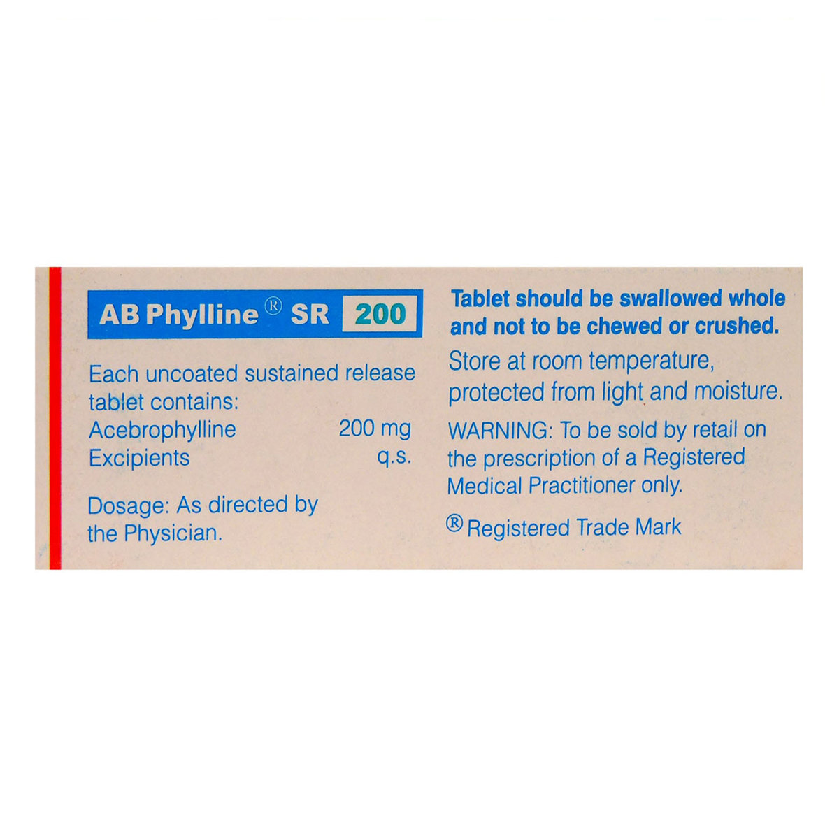 AB Phylline SR 200 Tablet 10's, Pack of 10 TABLETS AB Phylline SR 200 Tablet 10's, Pack of 10 TABLETS