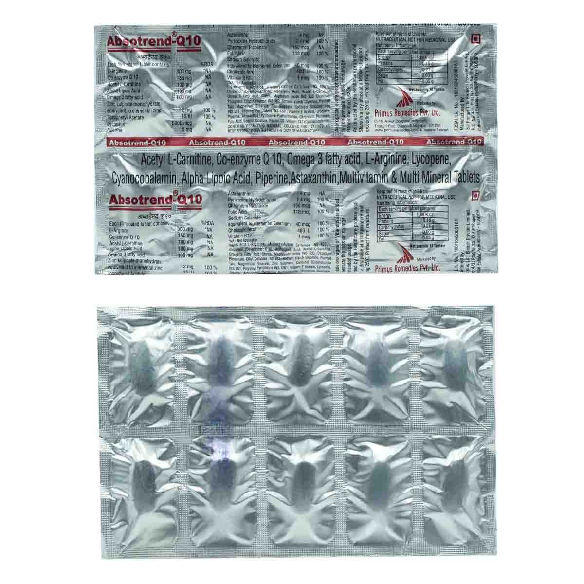 Absotrend-Q10 Tablet 10's, Pack of 10 Absotrend-Q10 Tablet 10's, Pack of 10