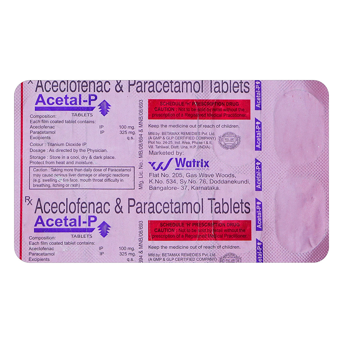 Acetal-P Tablet 10's, Pack of 10 TABLETS Acetal-P Tablet 10's, Pack of 10 TABLETS
