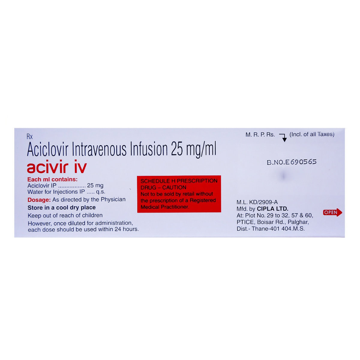 Acivir IV Injection 10 ml, Pack of 1 Injection Acivir IV Injection 10 ml, Pack of 1 Injection
