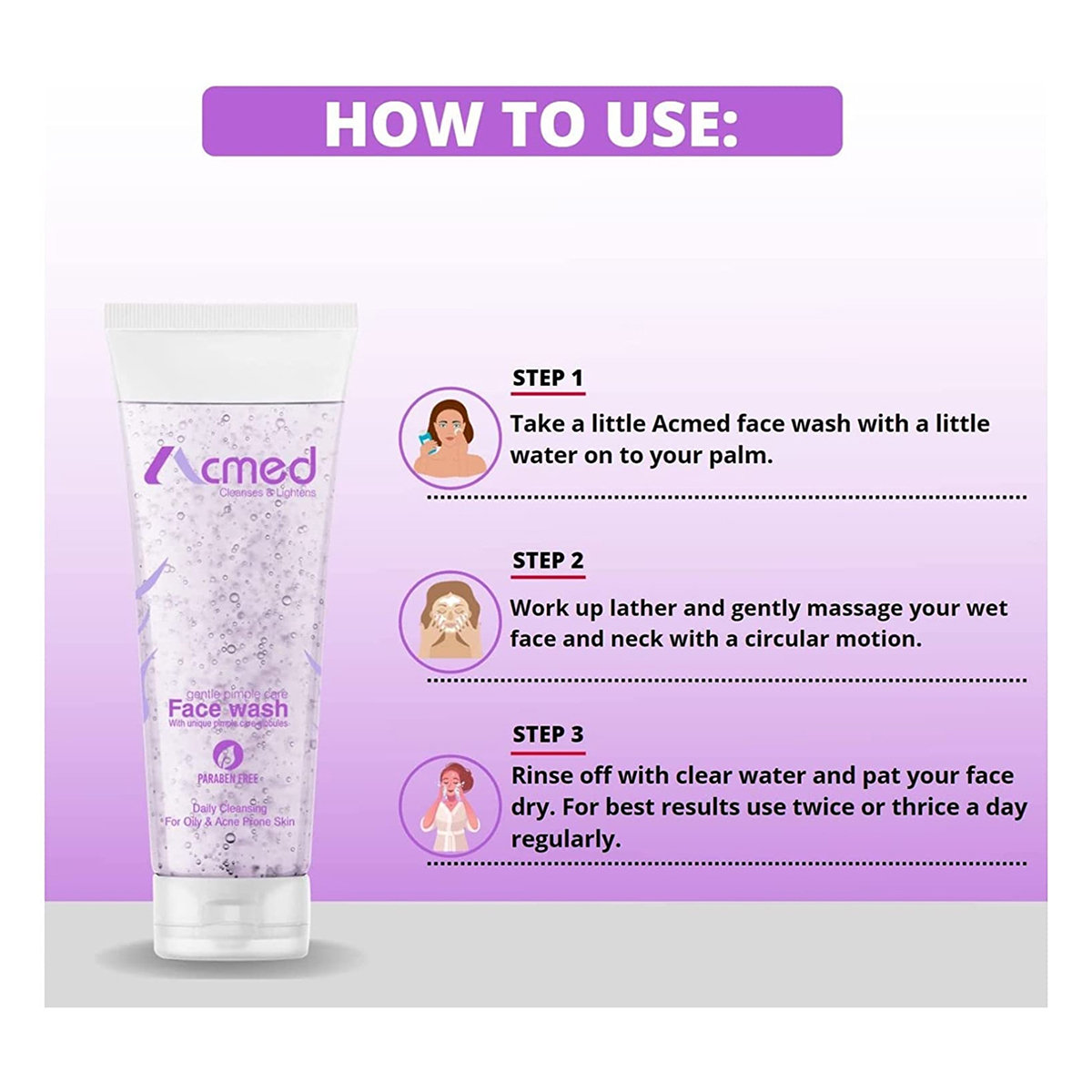 Acmed Gentle Pimple Care Paraben Free Face Wash 200 ml, Pack of 1 Acmed Gentle Pimple Care Paraben Free Face Wash 200 ml, Pack of 1