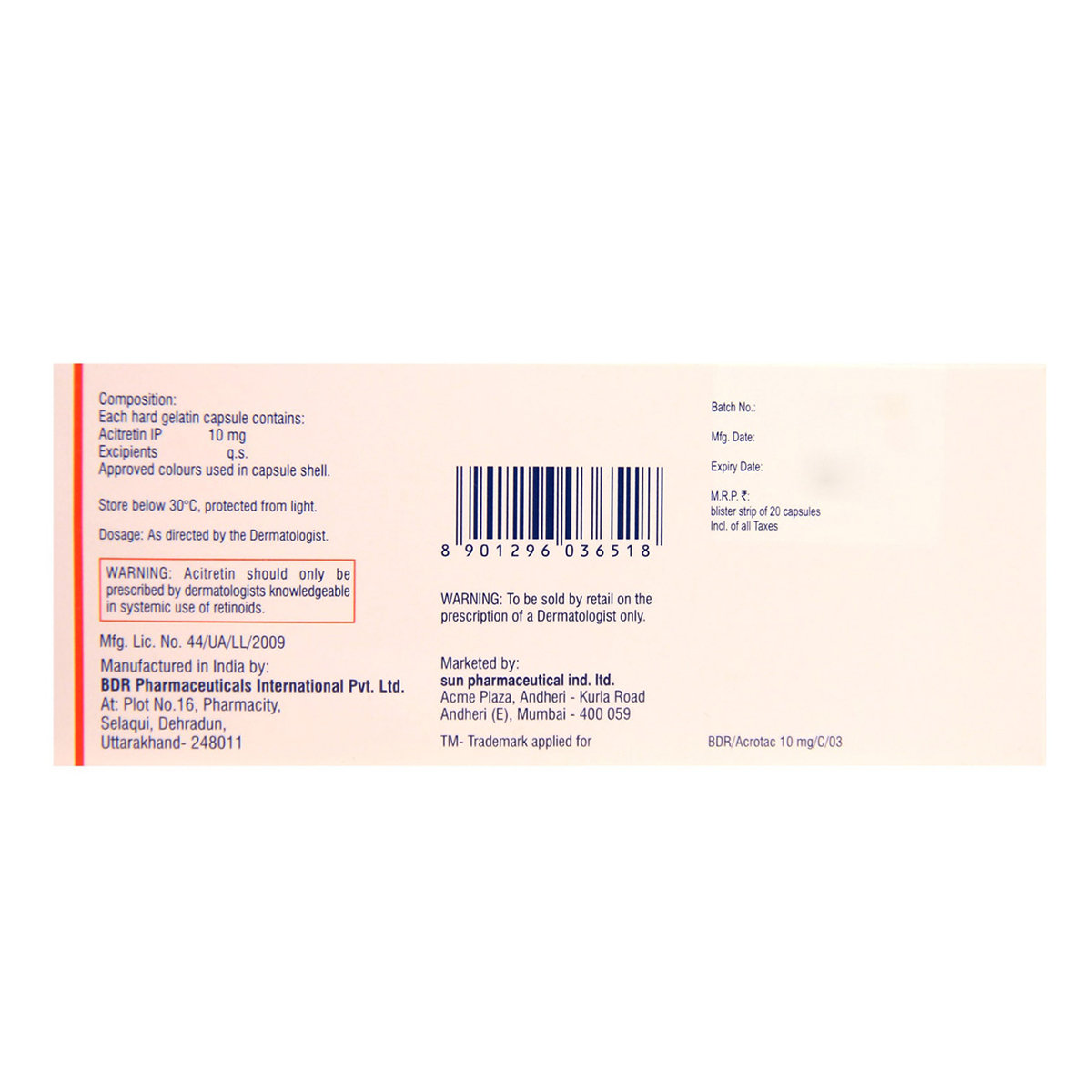 Acrotac 10 mg Capsule 20's, Pack of 20 CAPSULES Acrotac 10 mg Capsule 20's, Pack of 20 CAPSULES