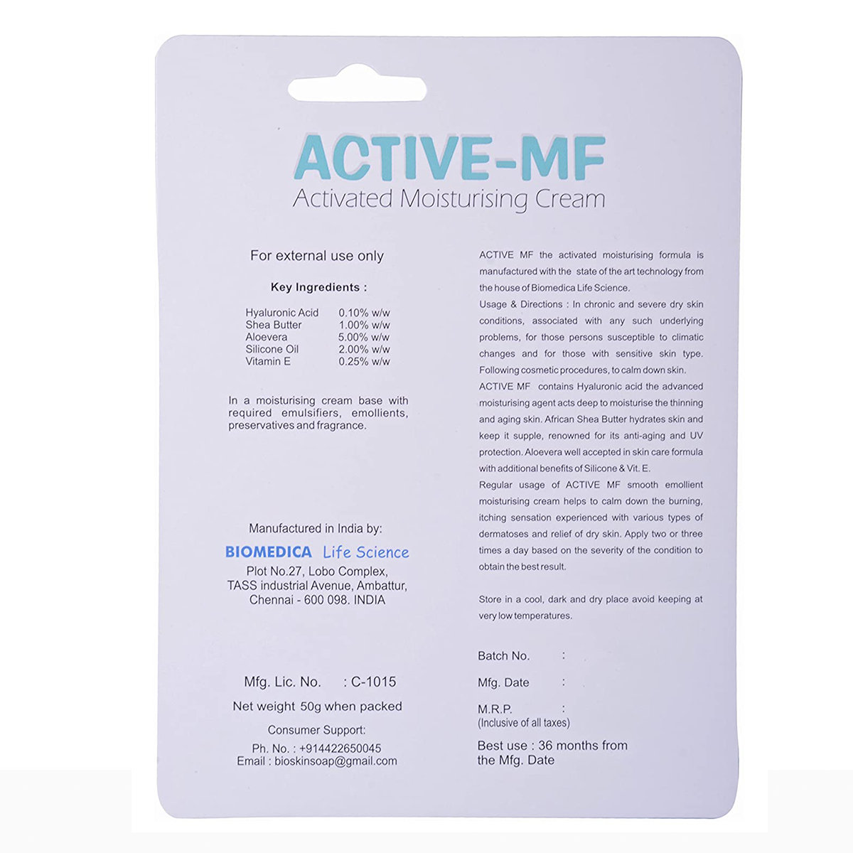 Active MF Activated Moisturising Cream 50 gm, Pack of 1 Active MF Activated Moisturising Cream 50 gm, Pack of 1