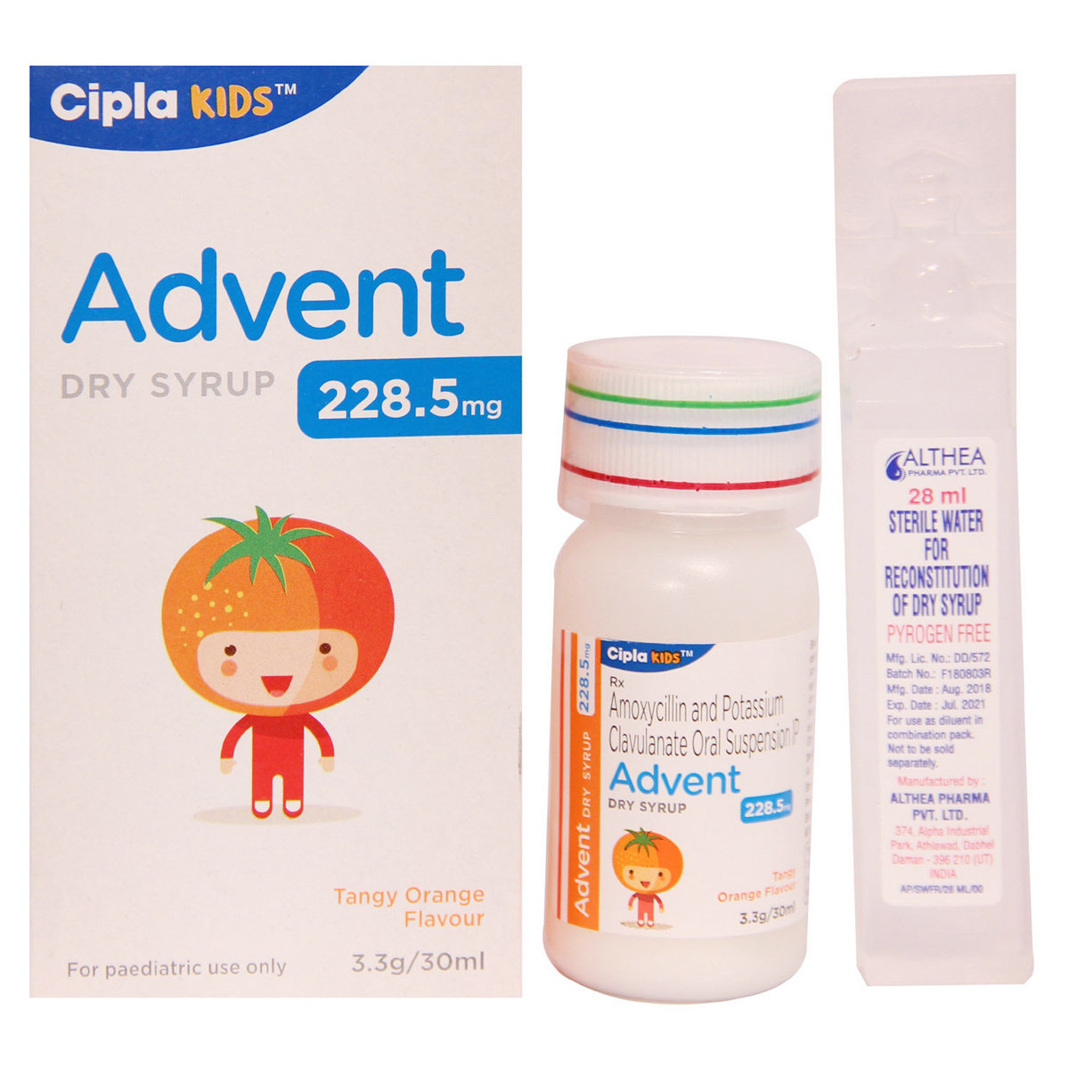 Advent 228.5 mg Tangy Orange Flavour Dry Syrup 30 ml, Pack of 1 Syrup Advent 228.5 mg Tangy Orange Flavour Dry Syrup 30 ml, Pack of 1 Syrup