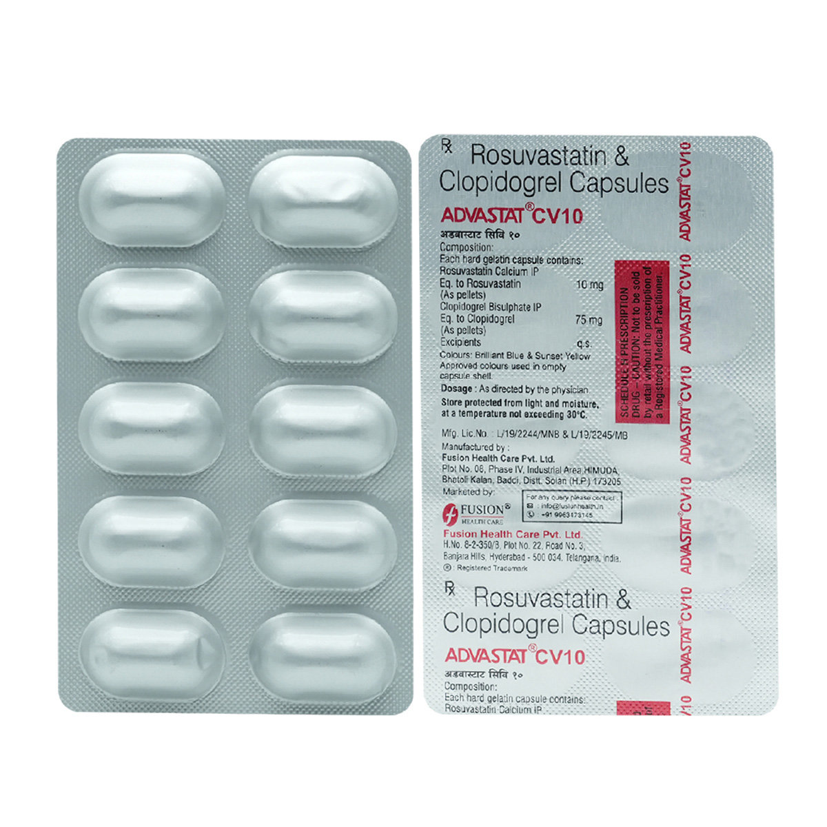 Advastat CV 10 mg/75 mg Capsule 10's, Pack of 10 CapsuleS Advastat CV 10 mg/75 mg Capsule 10's, Pack of 10 CapsuleS