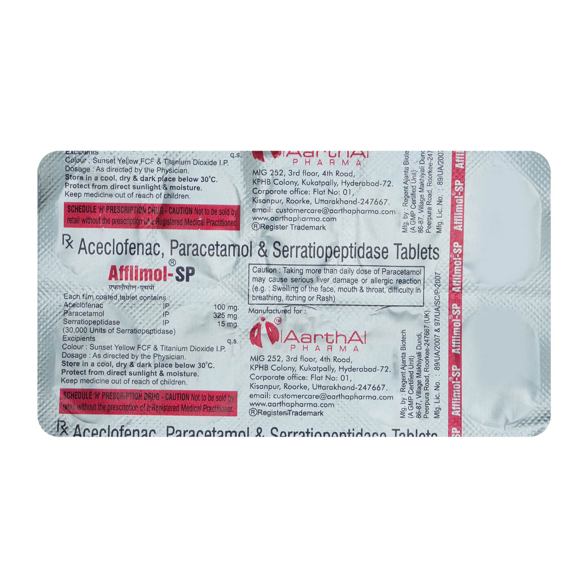 Afflimol-SP 100/325/15 Tablet 10's, Pack of 10 TABLETS Afflimol-SP 100/325/15 Tablet 10's, Pack of 10 TABLETS