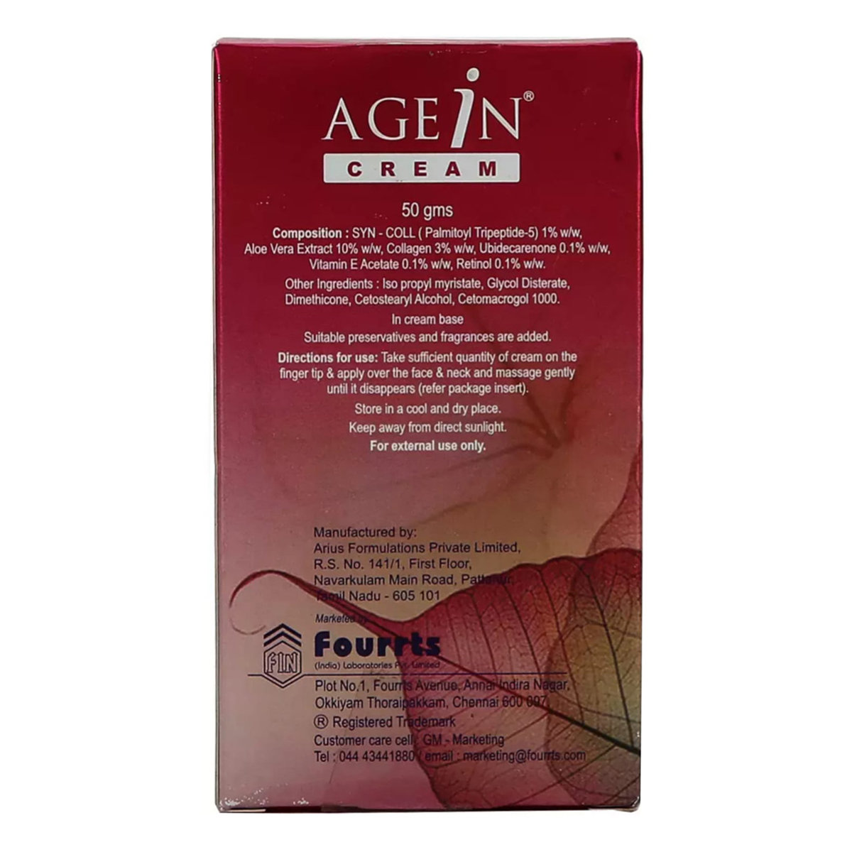 Agein Cream 50 gm, Pack of 1 Agein Cream 50 gm, Pack of 1