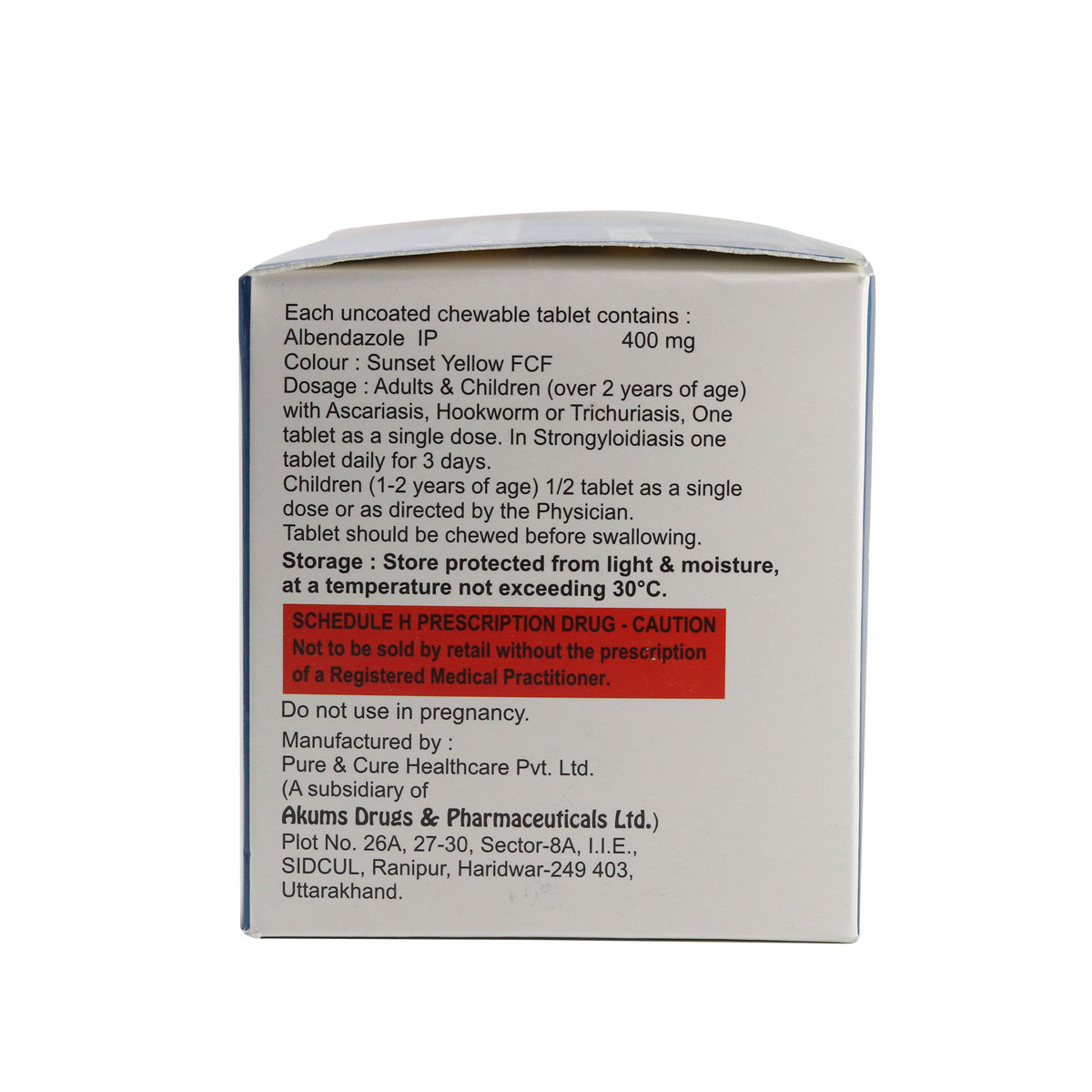 Albenzole 400 mg Chewable Tablet 10's, Pack of 10 CHEWABLE TABLETS Albenzole 400 mg Chewable Tablet 10's, Pack of 10 CHEWABLE TABLETS