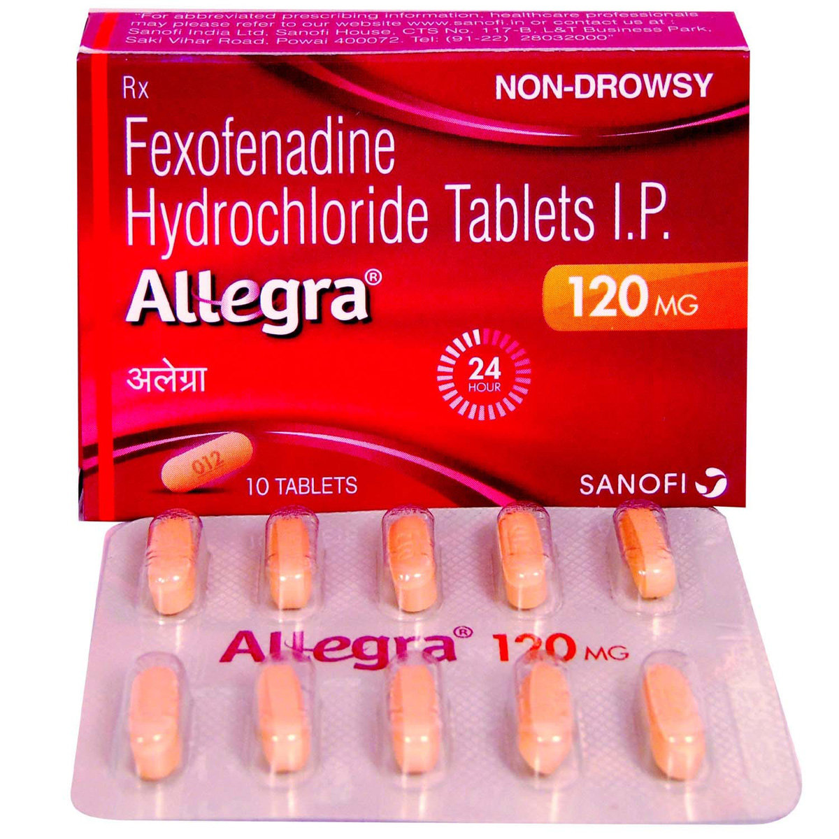 Allegra 120 mg Tablet 10's, Pack of 10 TABLETS Allegra 120 mg Tablet 10's, Pack of 10 TABLETS