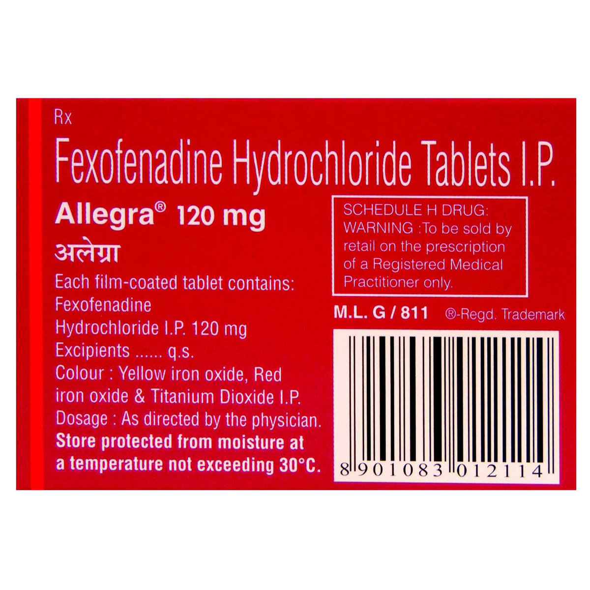 Allegra 120 mg Tablet 10's, Pack of 10 TABLETS Allegra 120 mg Tablet 10's, Pack of 10 TABLETS