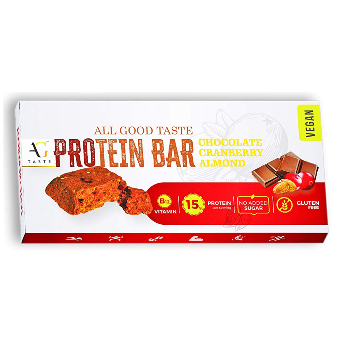 All Good Taste Vegan Chocolate Cranberry Protein Bar, 45 gm, Pack of 1 All Good Taste Vegan Chocolate Cranberry Protein Bar, 45 gm, Pack of 1