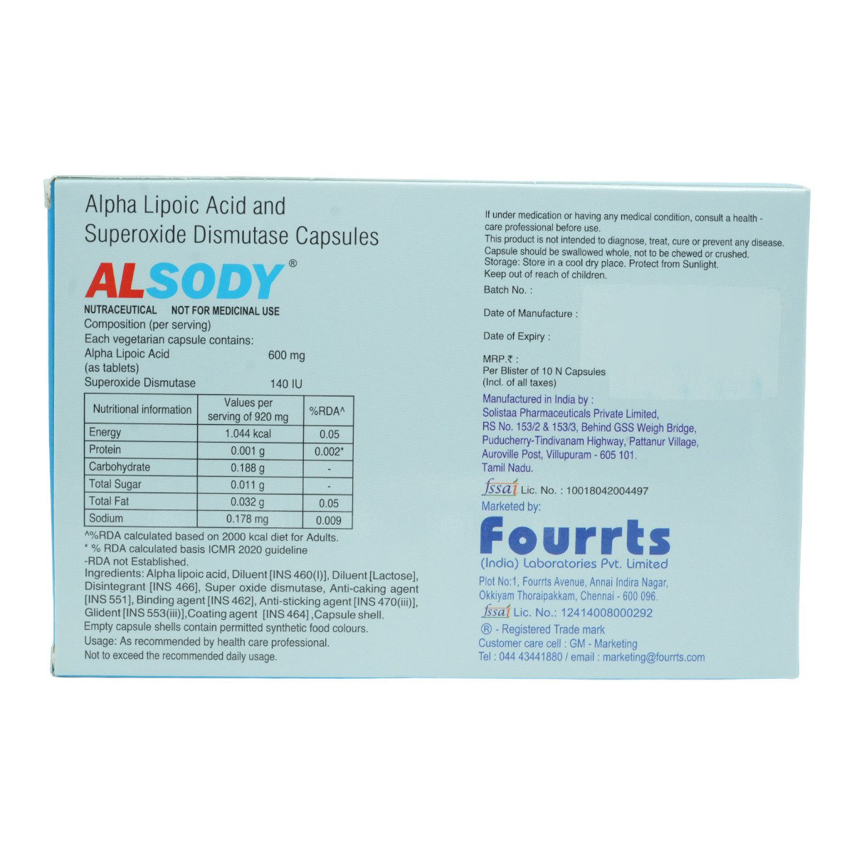 Alsody Capsule 10's, Pack of 10 CAPSULES Alsody Capsule 10's, Pack of 10 CAPSULES