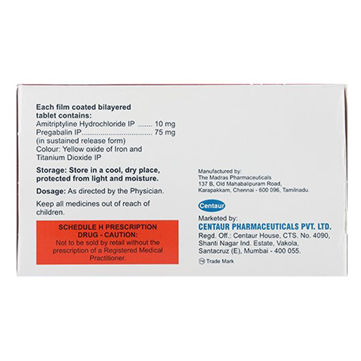 Amnuring P 75 mg Tablet 10's, Pack of 10 Amnuring P 75 mg Tablet 10's, Pack of 10